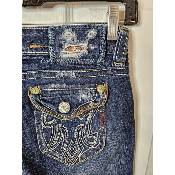 MEK Boulder BootCut Jeans 25x31 Y2K VTG Embroidered Flap Pocket  Distressed HEMD - Picture 9 of 12